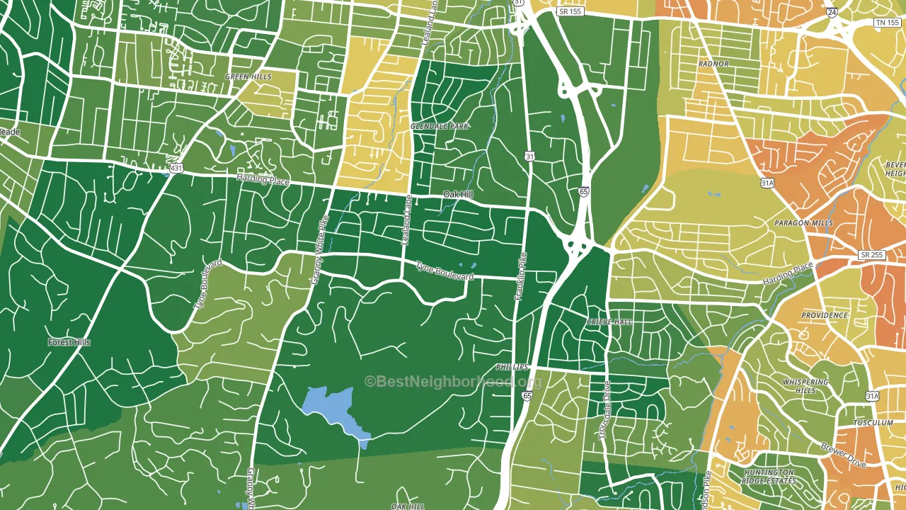 Oak Hill, TN block-group voter-turnout map