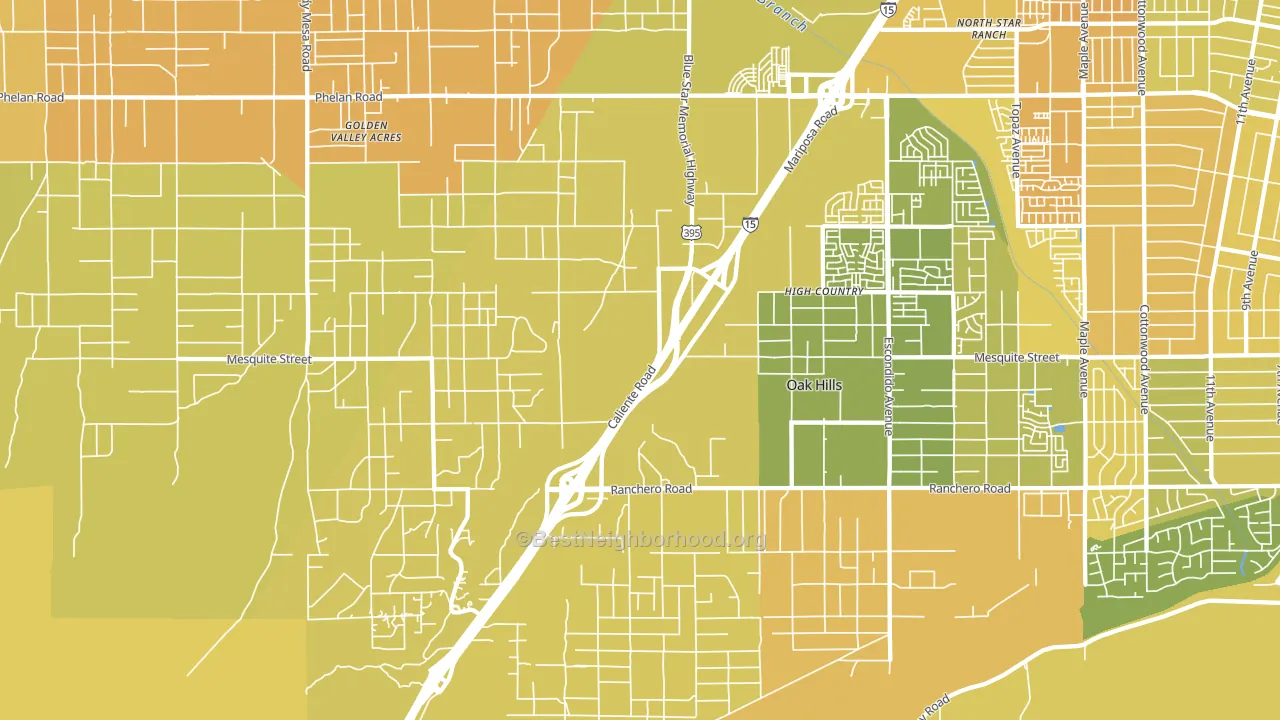 Oak Hills, CA block-group voter-turnout map