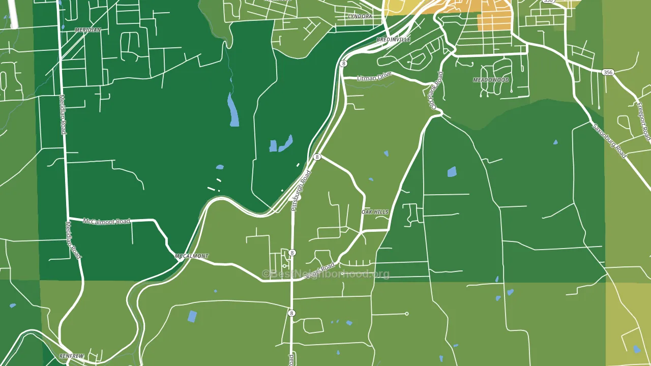 Oak Hills, PA block-group voter-turnout map