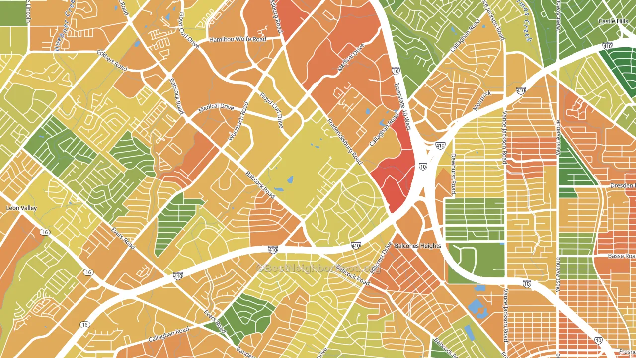 Oak Hills, San Antonio, TX block-group voter-turnout map
