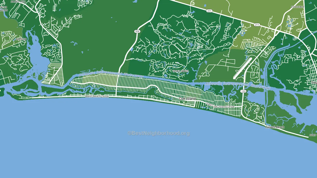 Oak Island, NC block-group voter-turnout map
