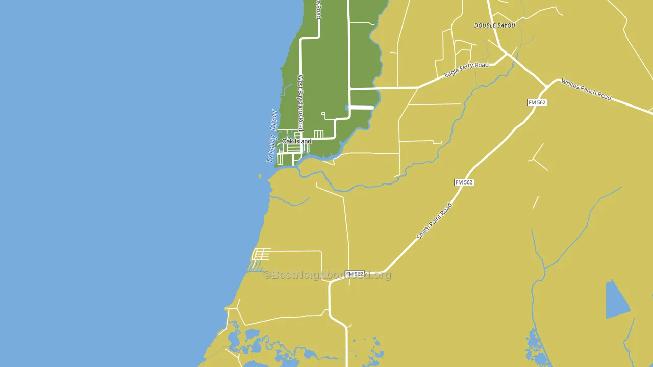 Oak Island, TX block-group voter-turnout map
