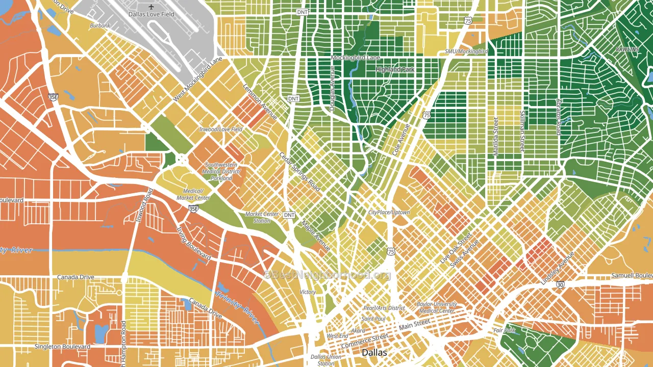 Oak Lawn, Dallas, TX block-group voter-turnout map