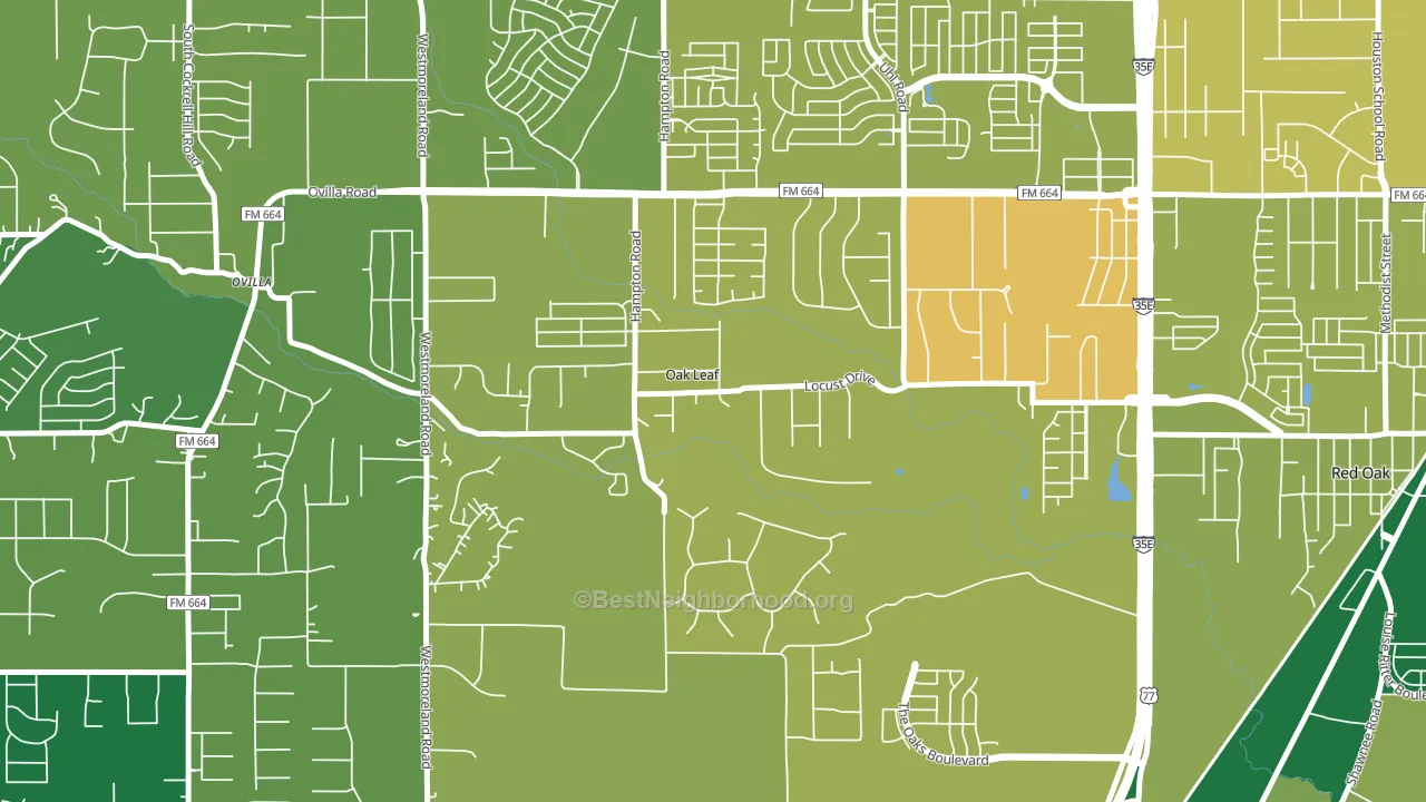 Oak Leaf, TX block-group voter-turnout map