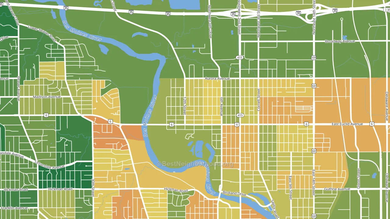 Oak Park, Des Moines, IA block-group voter-turnout map