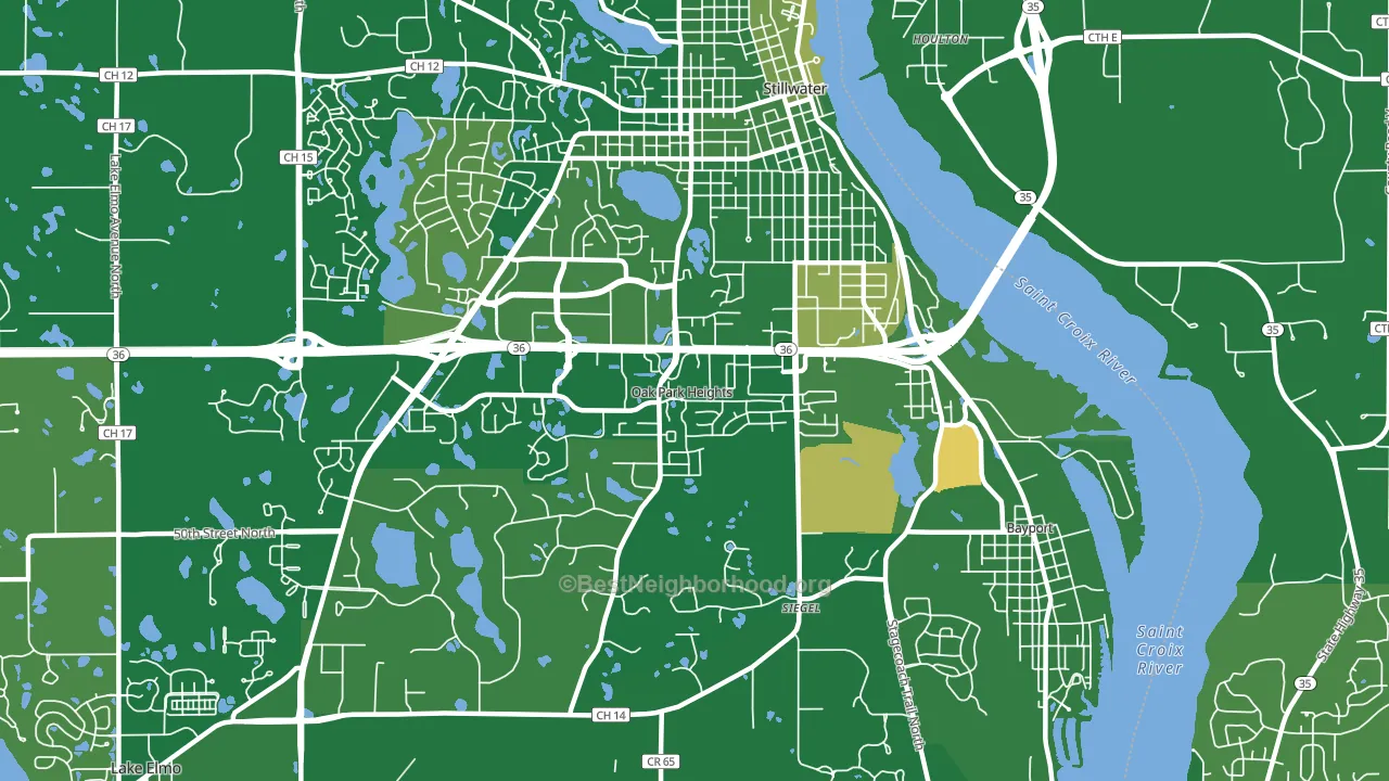 Oak Park Heights, MN block-group voter-turnout map