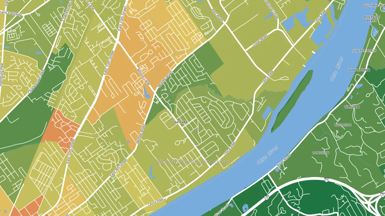 Oak Park, Jeffersonville, IN block-group voter-turnout map