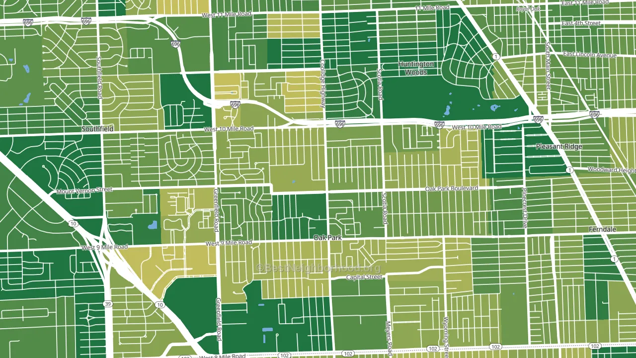 Oak Park, MI block-group voter-turnout map