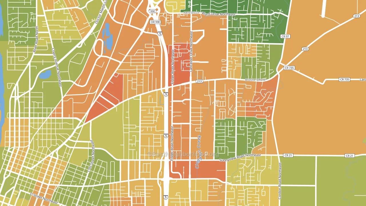 Oak Park, Salem, OR block-group voter-turnout map