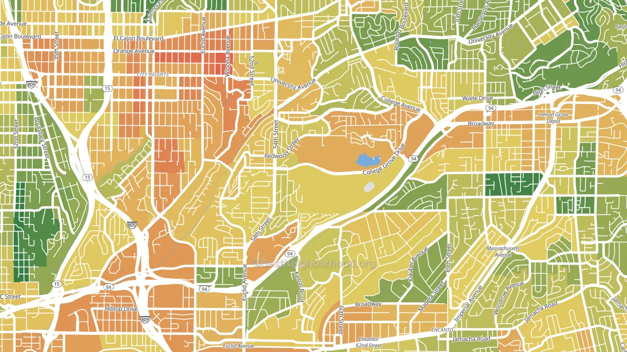 Oak Park, San Diego, CA block-group voter-turnout map