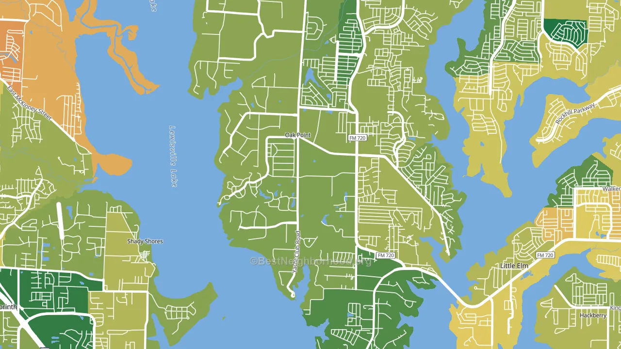 Oak Point, TX block-group voter-turnout map