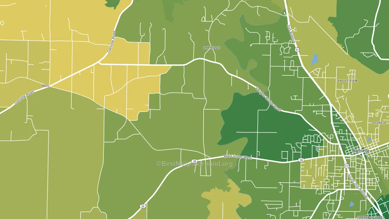 Oak Ridge, AL block-group voter-turnout map