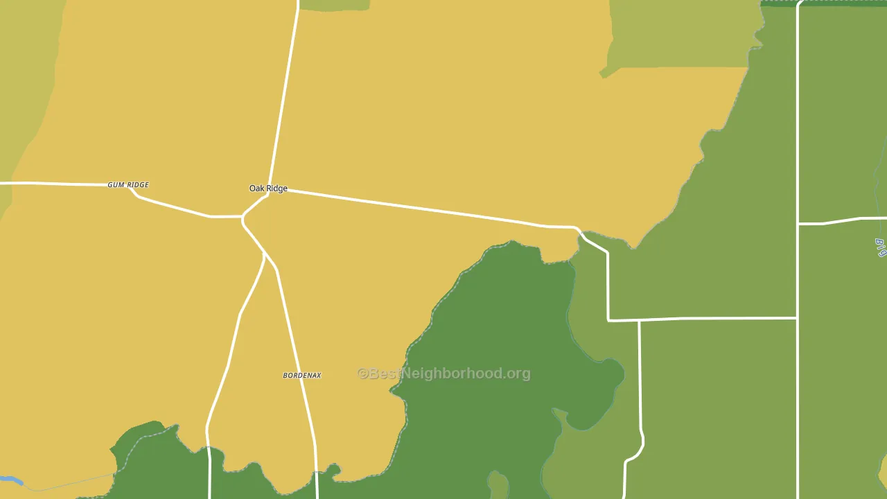 Oak Ridge, LA block-group voter-turnout map