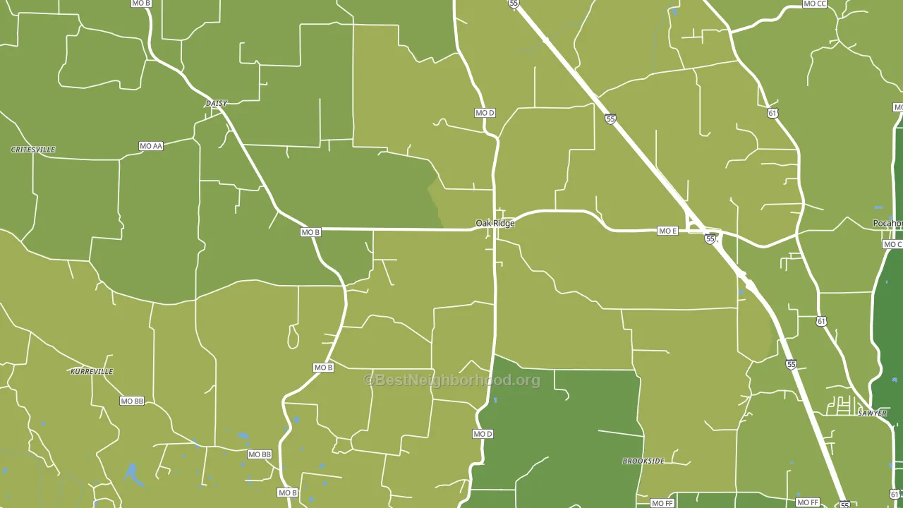 Oak Ridge, MO block-group voter-turnout map