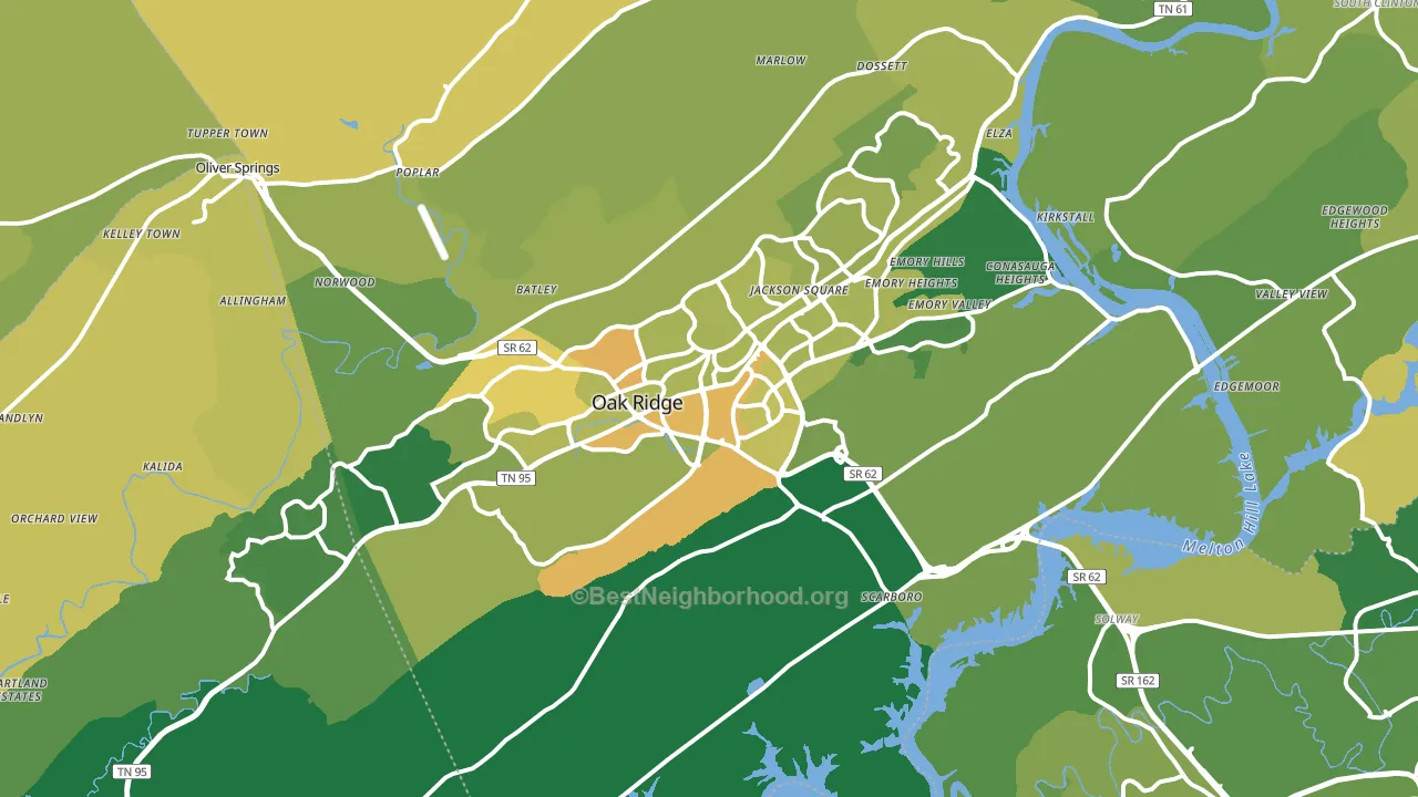 Oak Ridge, TN block-group voter-turnout map