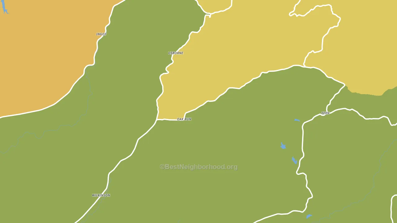 Oak Run, CA block-group voter-turnout map