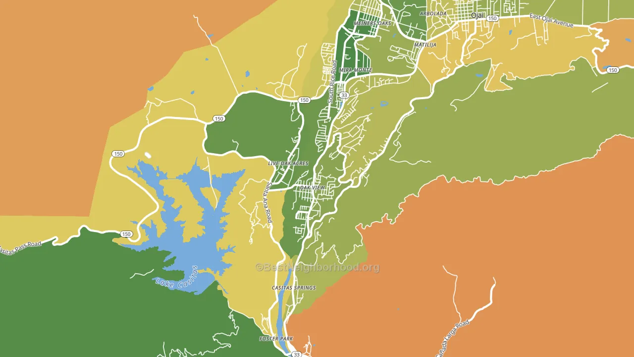 Oak View, CA block-group voter-turnout map