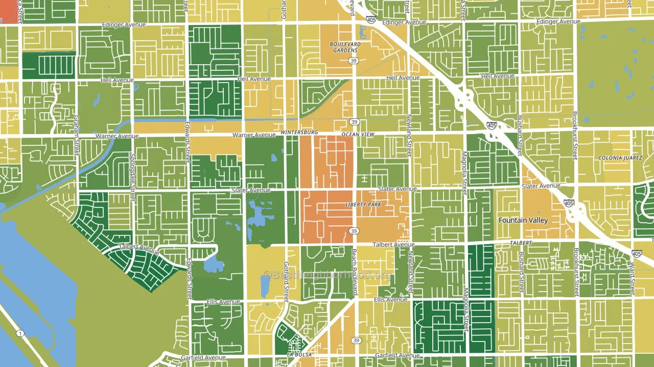 Oak View, Huntington Beach, CA block-group voter-turnout map