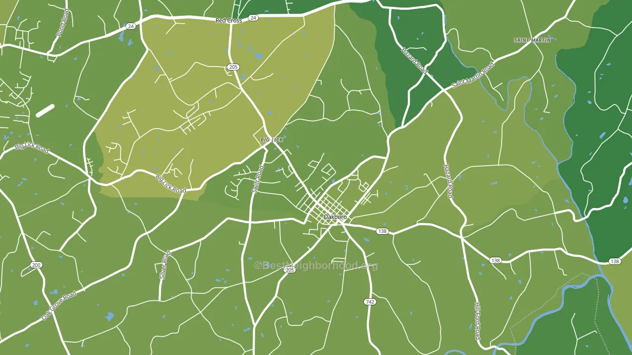 Oakboro, NC block-group voter-turnout map
