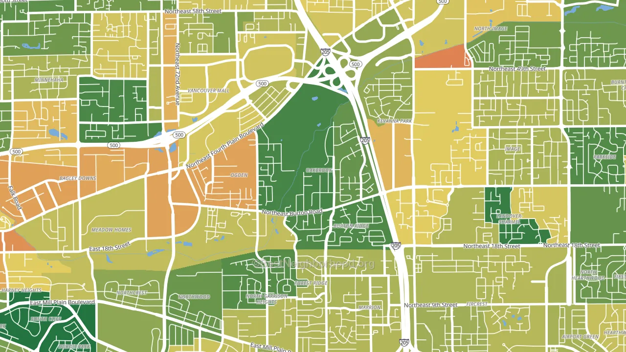 Oakbrook, Vancouver, WA block-group voter-turnout map