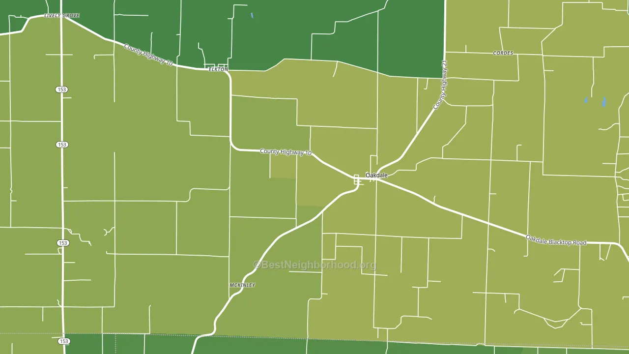 Oakdale, IL block-group voter-turnout map