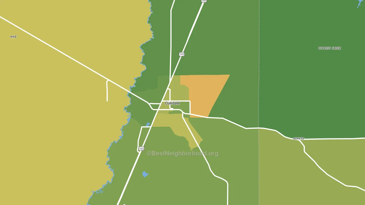 Oakdale, LA block-group voter-turnout map