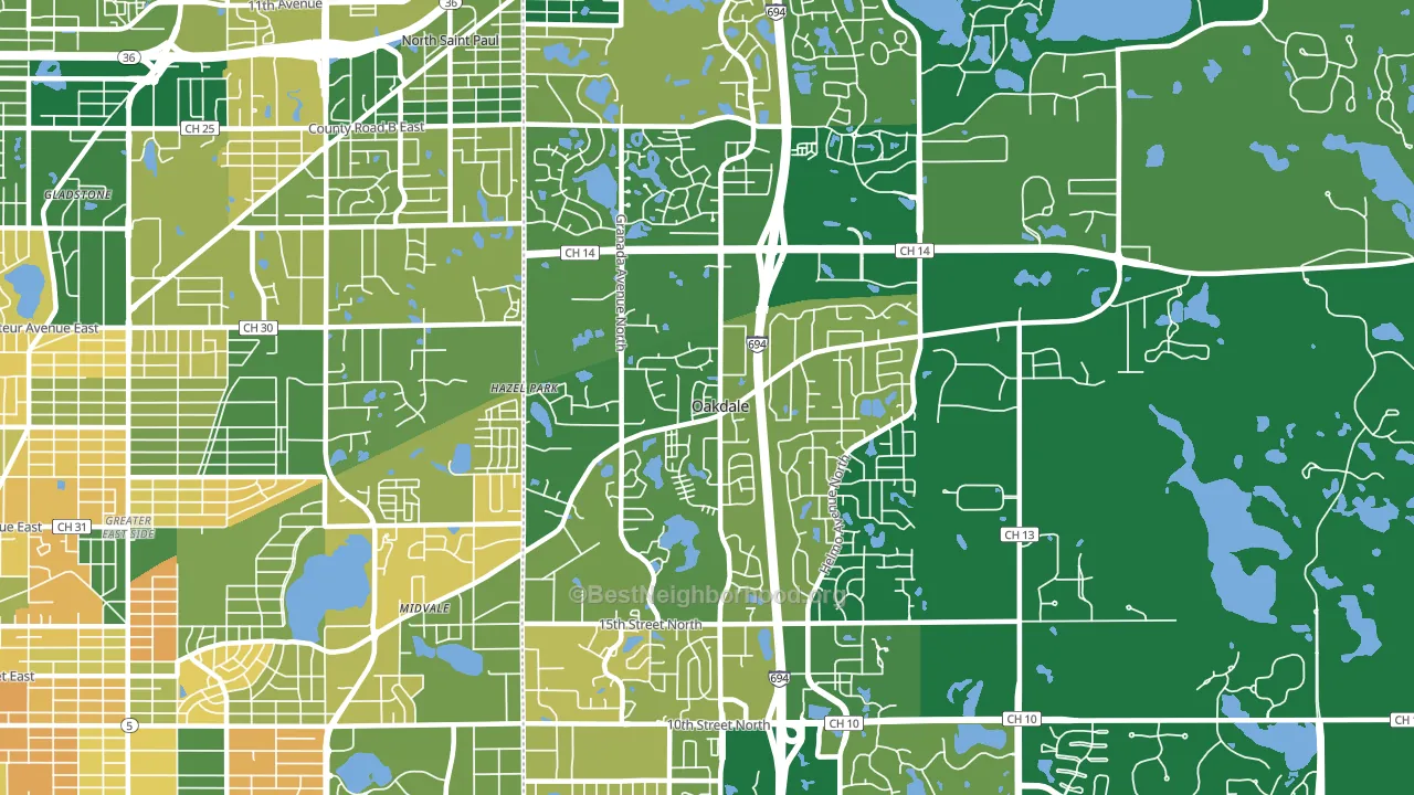 Oakdale, MN block-group voter-turnout map