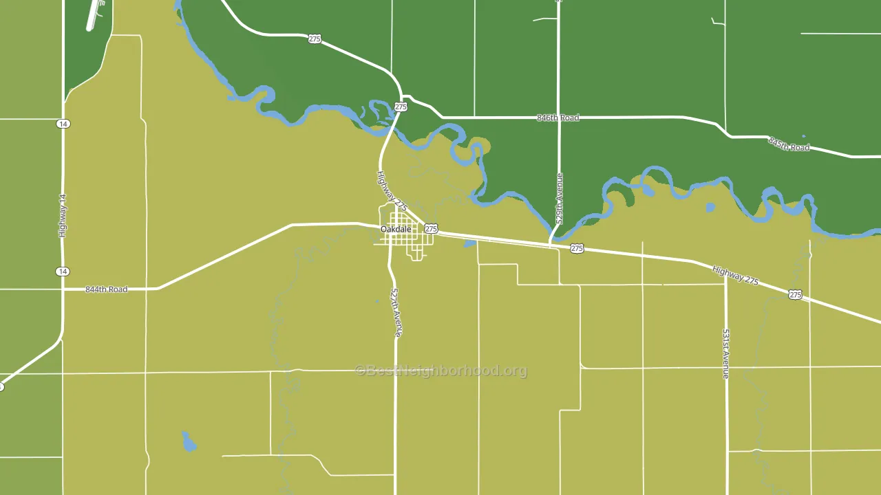 Oakdale, NE block-group voter-turnout map
