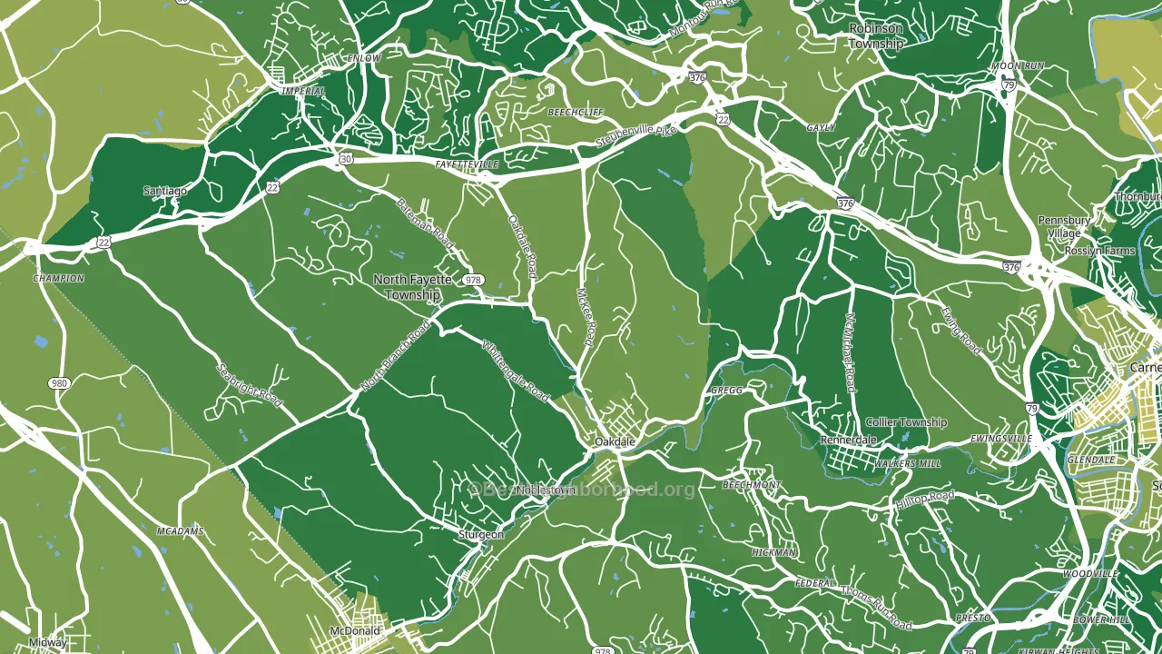 Oakdale, PA block-group voter-turnout map