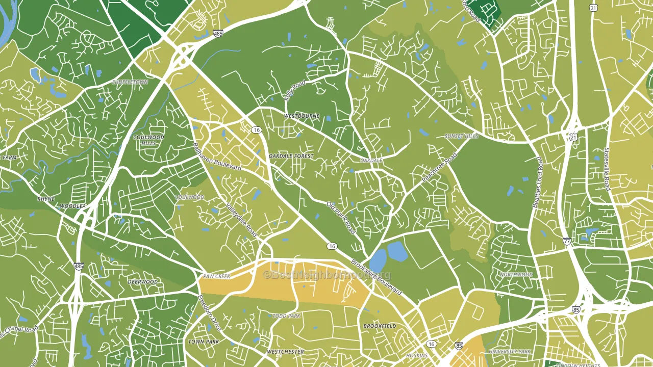 Oakdale South, Charlotte, NC block-group voter-turnout map