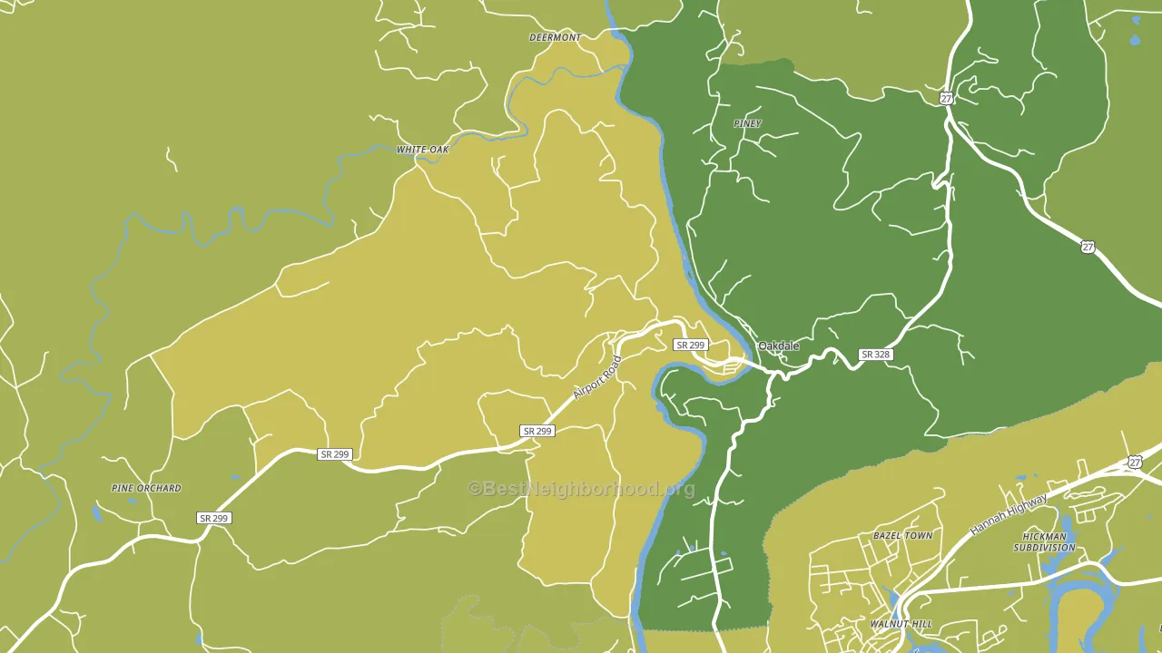Oakdale, TN block-group voter-turnout map