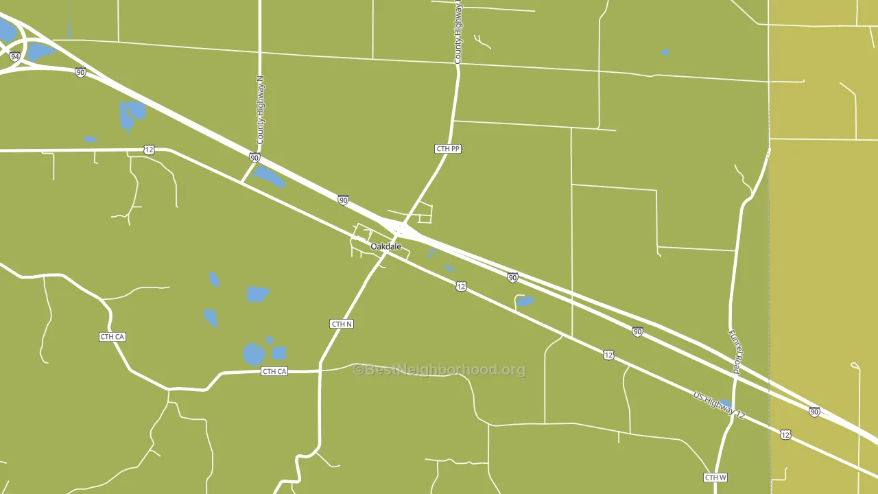 Oakdale, WI block-group voter-turnout map