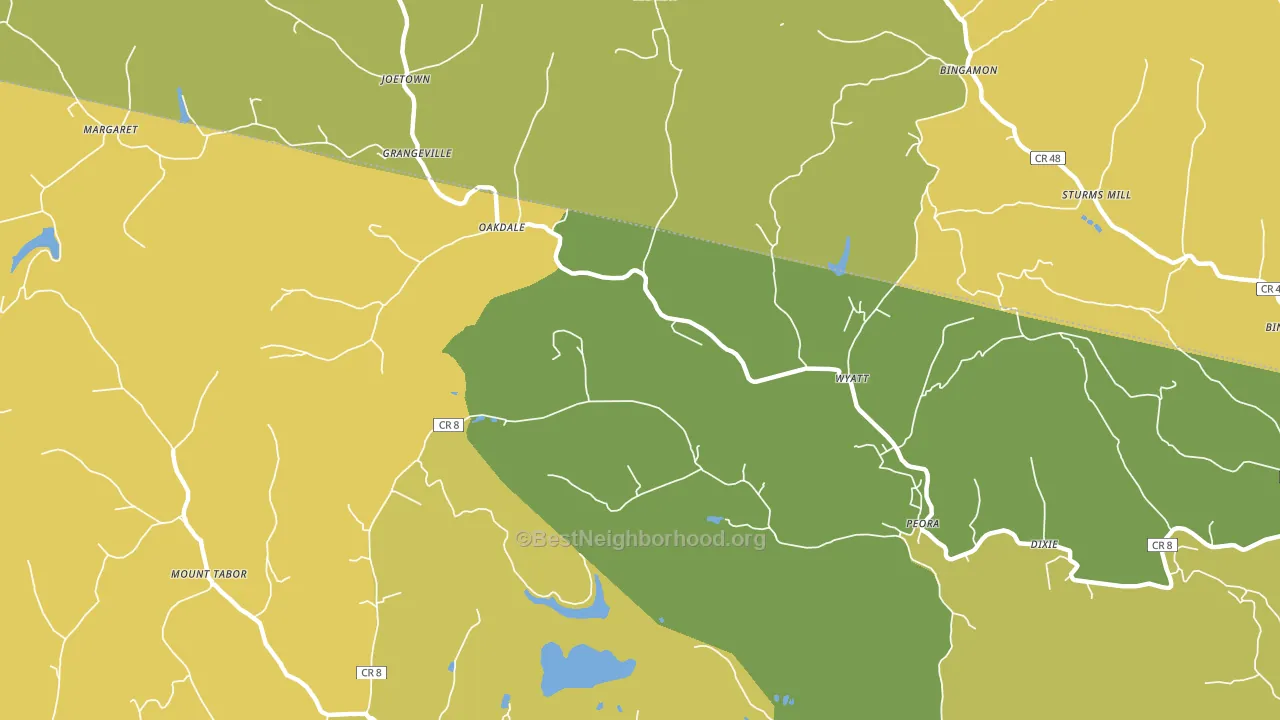 Oakdale, WV block-group voter-turnout map