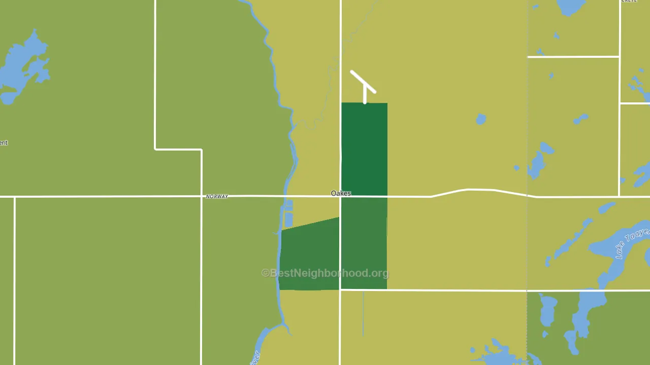Oakes, ND block-group voter-turnout map