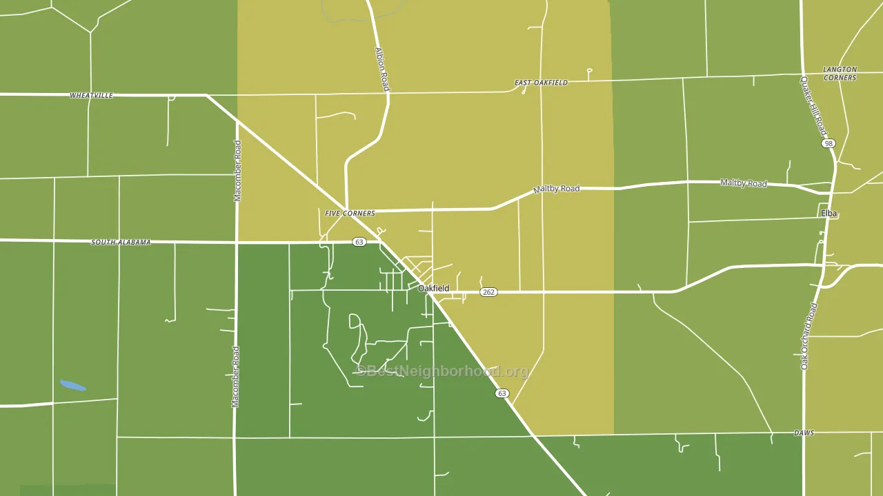 Oakfield, NY block-group voter-turnout map