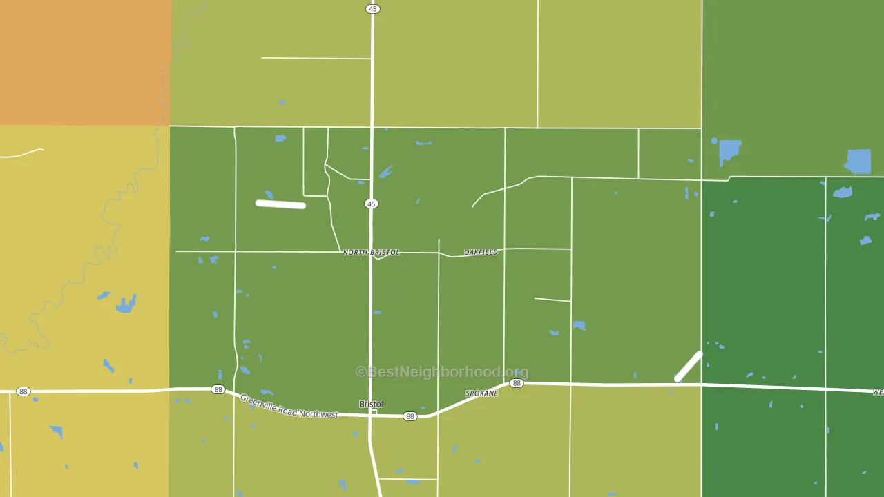 Oakfield, OH block-group voter-turnout map