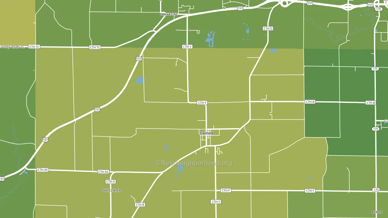 Oakfield, WI block-group voter-turnout map