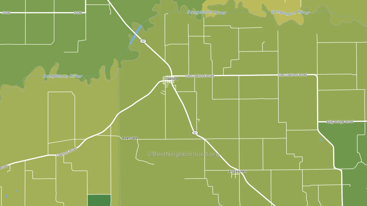 Oakford, IL block-group voter-turnout map