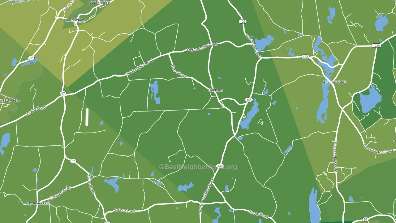 Oakham, MA block-group voter-turnout map