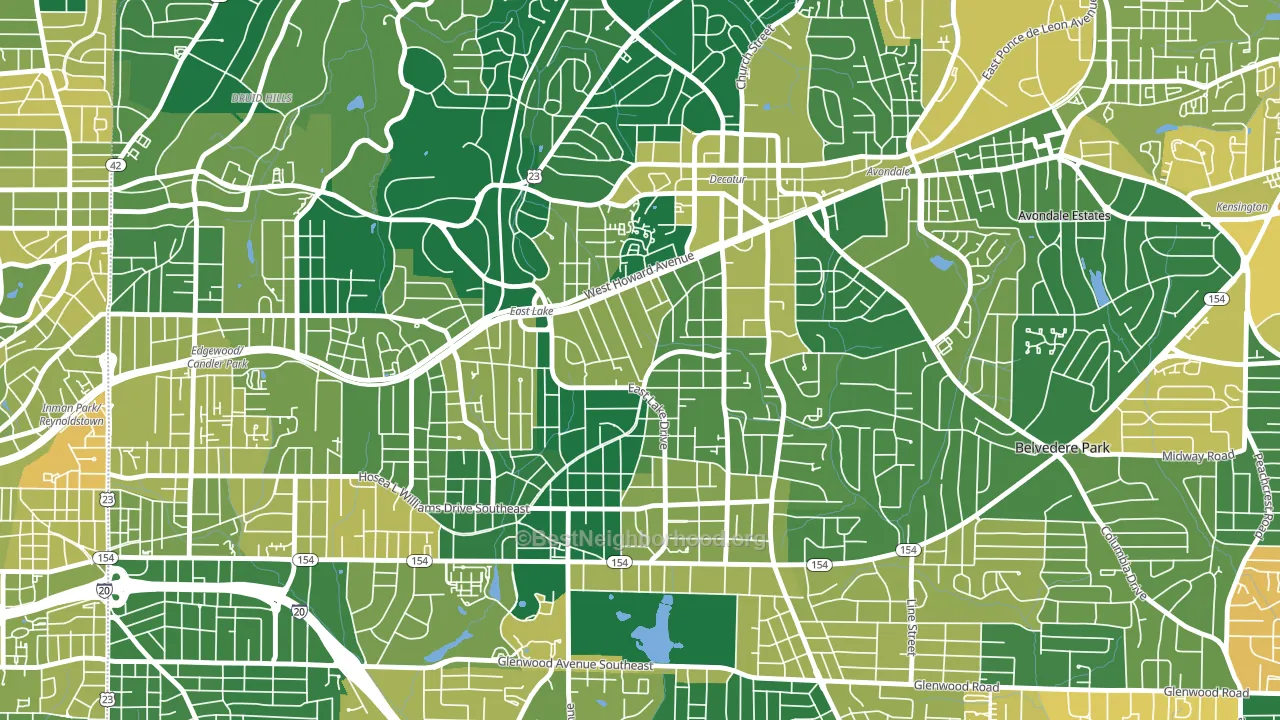 Oakhurst, Decatur, GA block-group voter-turnout map