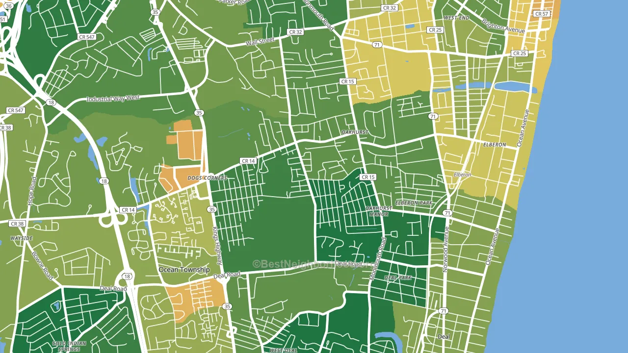 Oakhurst, NJ block-group voter-turnout map