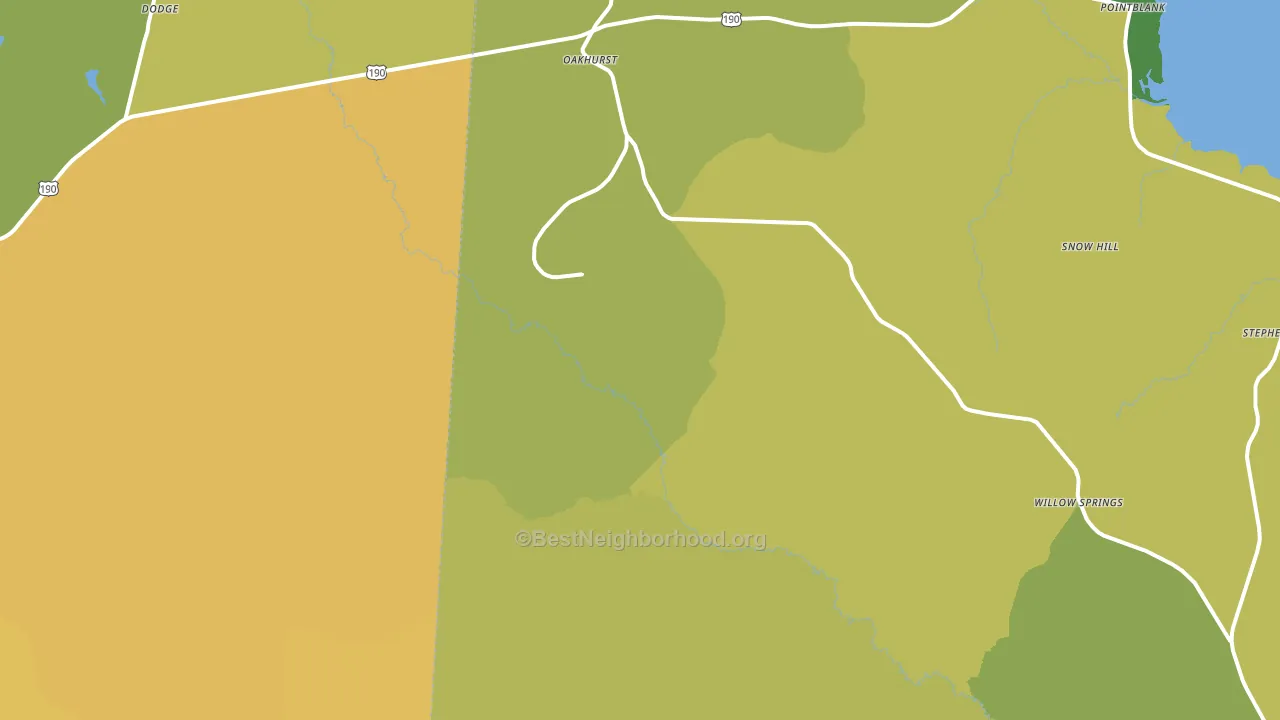 Oakhurst, TX block-group voter-turnout map
