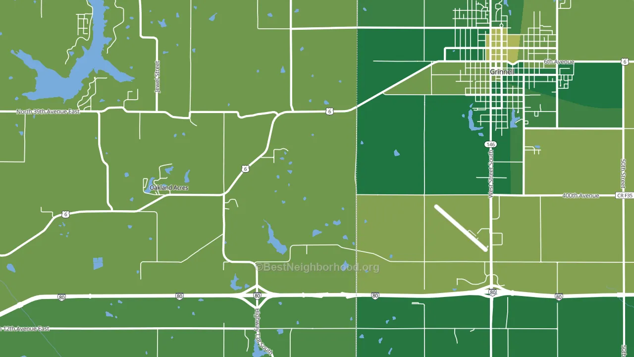 Oakland Acres, IA block-group voter-turnout map