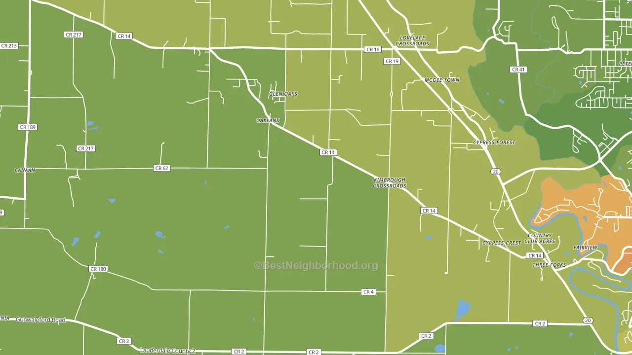 Oakland, AL block-group voter-turnout map