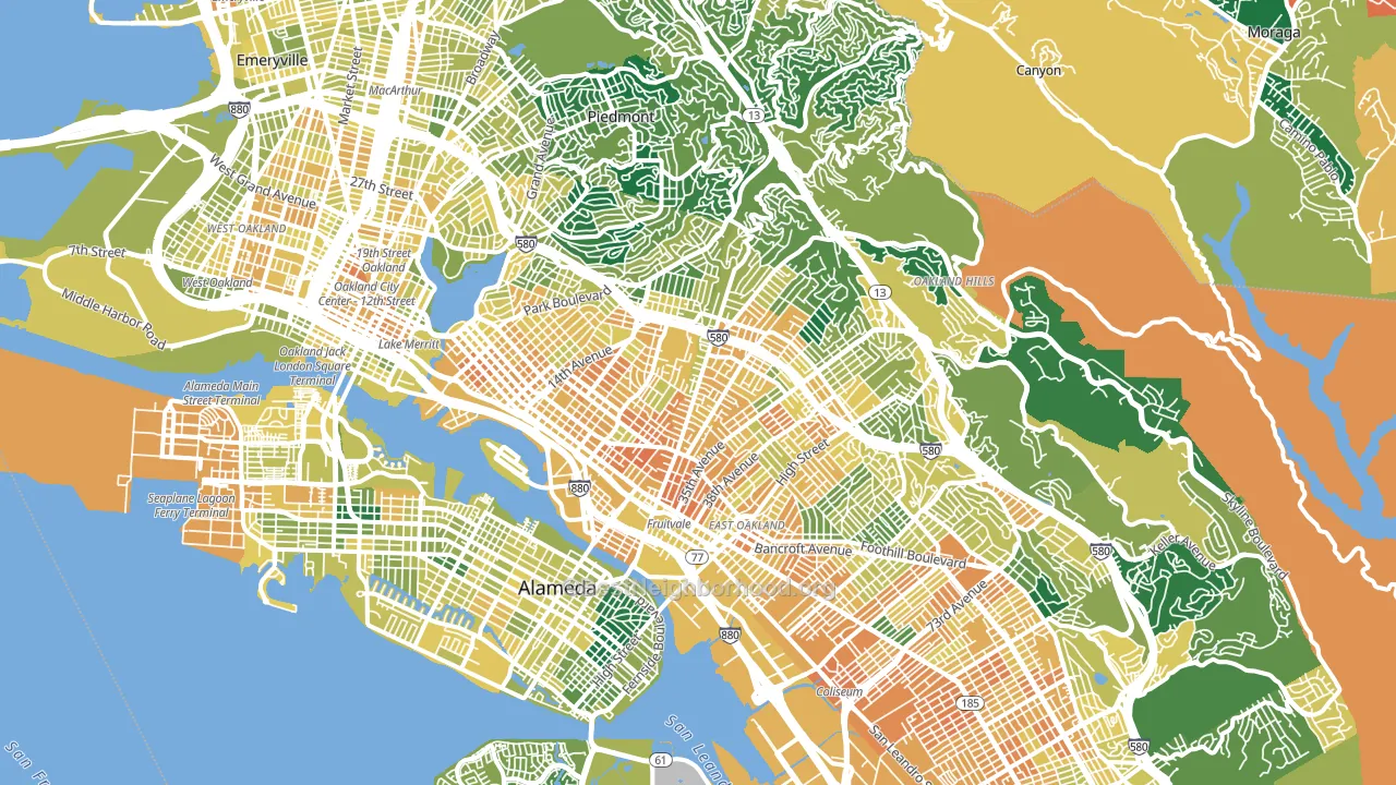 Oakland, CA block-group voter-turnout map