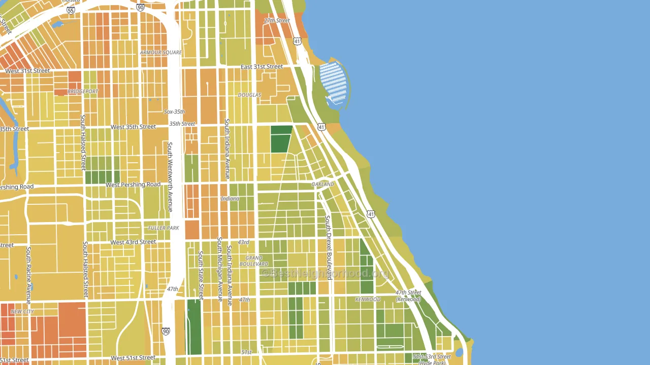 Oakland, Chicago, IL block-group voter-turnout map