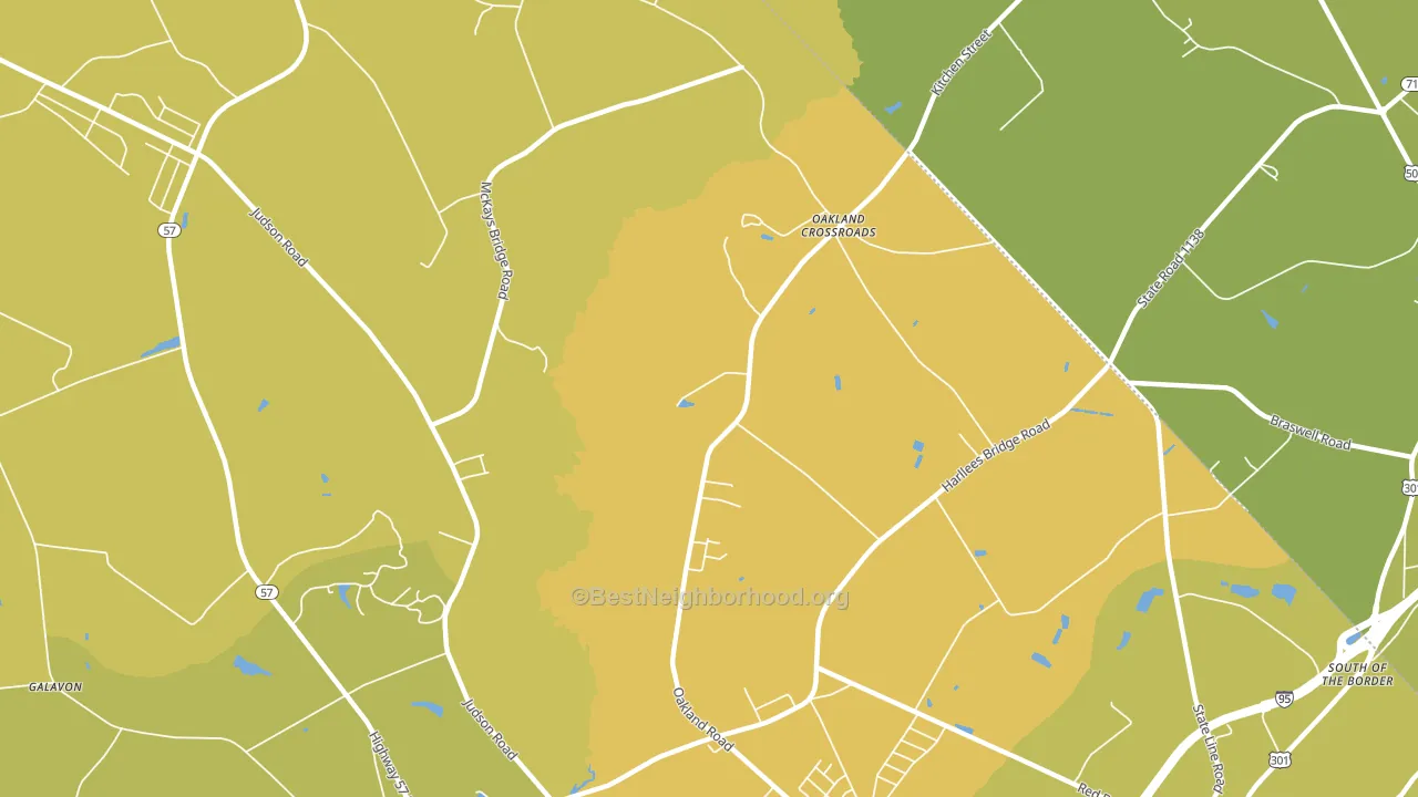 Oakland Cross Roads, SC block-group voter-turnout map