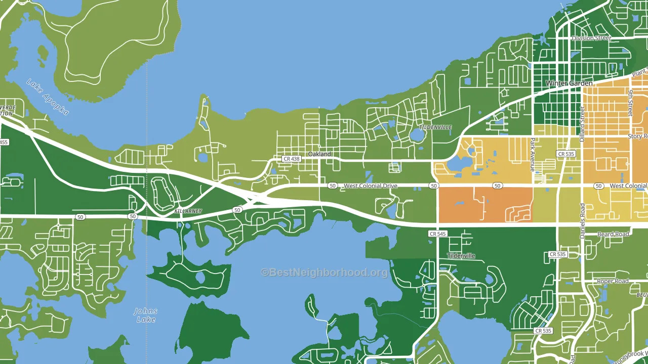 Oakland, FL block-group voter-turnout map