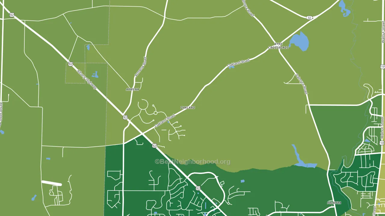 Oakland, GA block-group voter-turnout map