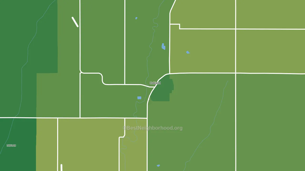 Oakland, IA block-group voter-turnout map